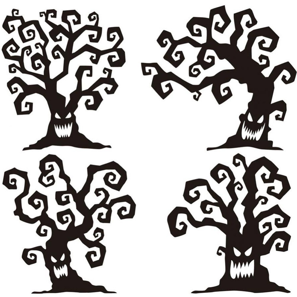 Halloween Wall Decal Spooky Ghost Tree Decoration For Windows Easy To Use