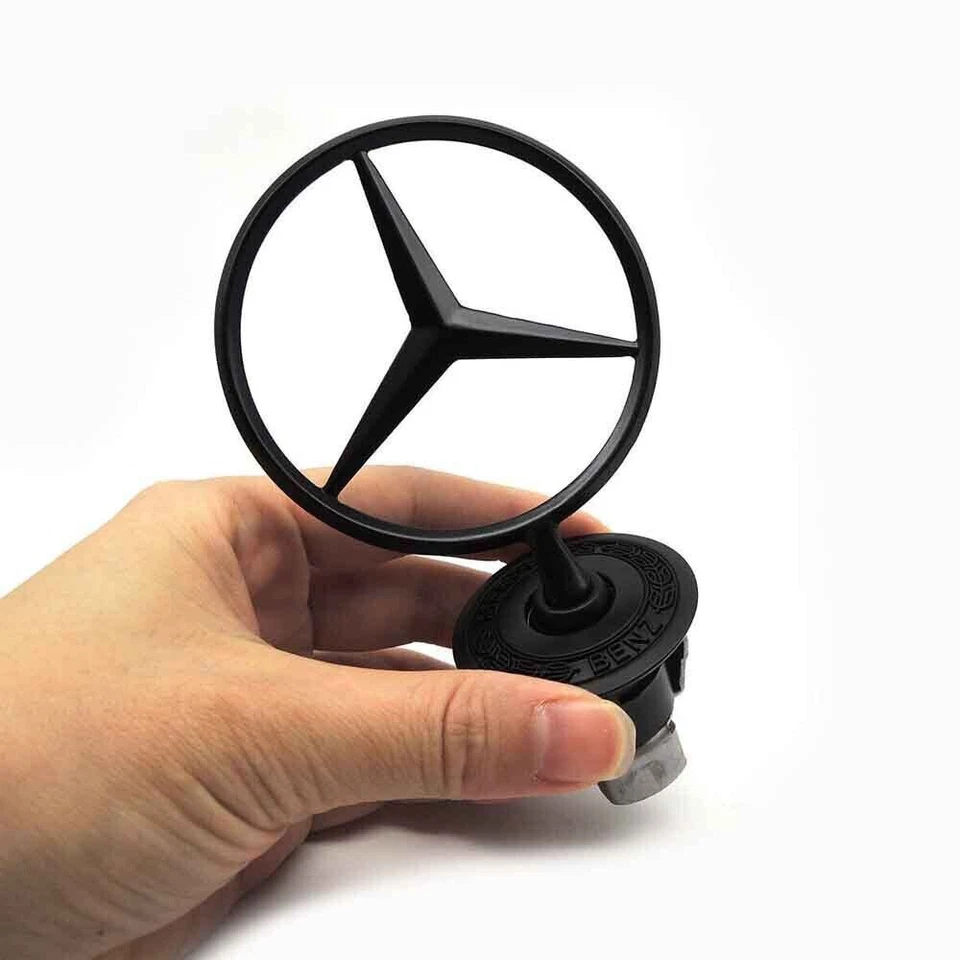 Front Hood Ornament Mounted Black Star Emblem Fits Mercedes Benz E C S CLASS Foto 4 de 4