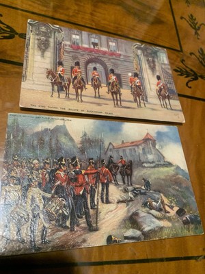 Tuck  postcards  Trooping the colour  &  British battles  Textured Oilfacsim EX