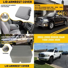 Center Lid Armrest Console Cover Fits For Ram Dodge 1500 2500 3500 Gray/Black D