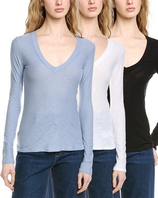 James Perse 3Pk Relaxed V-Neck T-Shirt Women's