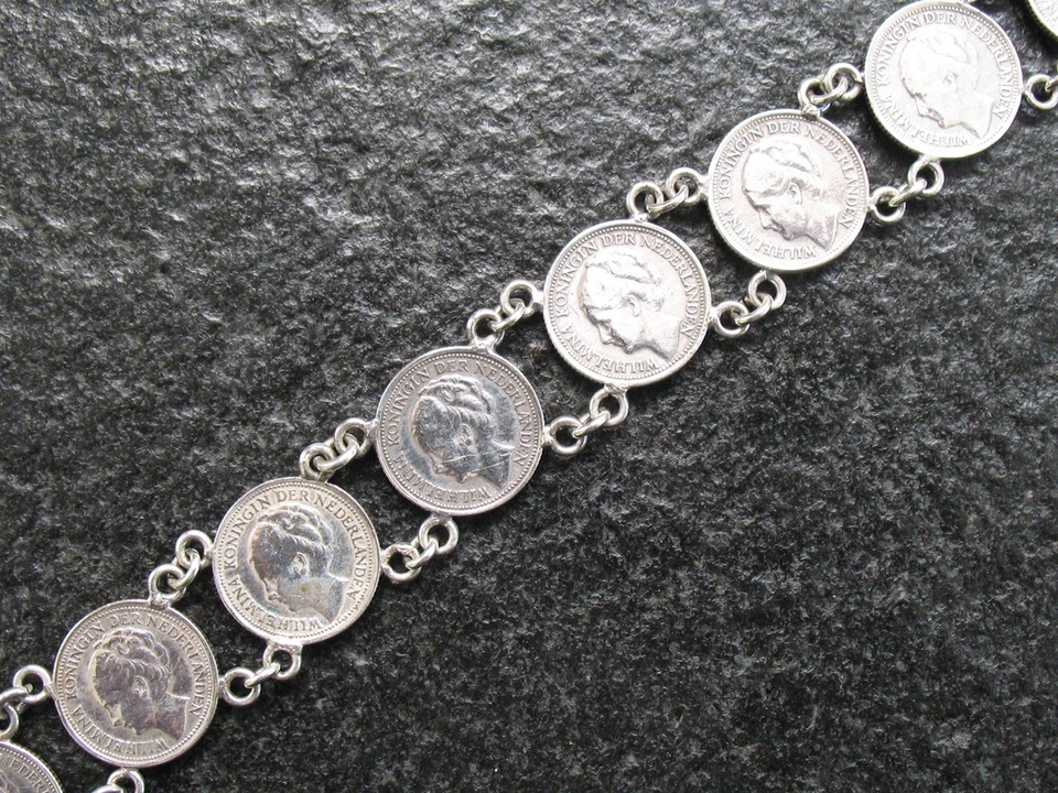 Armband Silber 835 Münzarmband mit Silbermünzen aus den Niederlanden - Bild 3 von 4