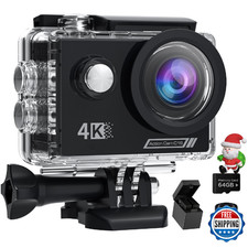 Camlance Action Camera 4K30FPS with 64G SD Card 131FT UnderwaterCamera,20MP Spor