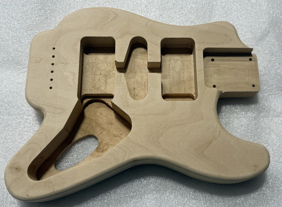 TRAVELER ELECTRIC GUITAR BODY - USES STRAT PICKGUARD - SOLID MAPLE - Image 2 of 4
