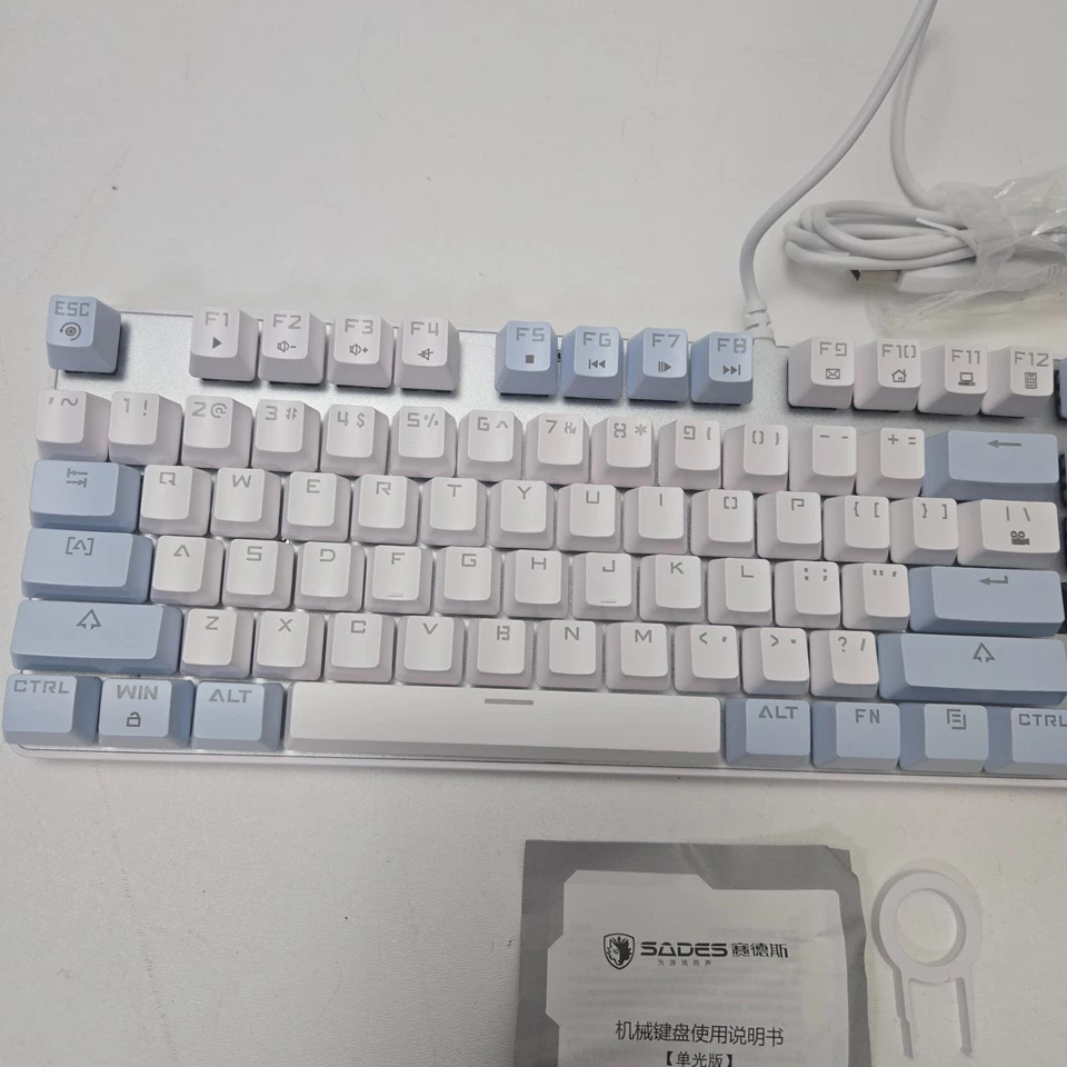 Sades Mechanical Gaming Keyboard USB - Blue and White - Image 2 of 4