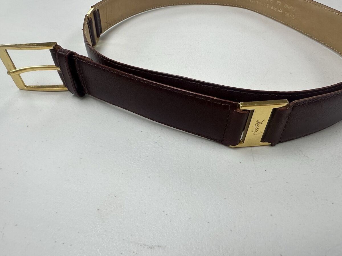 YSL Yves Saint Laurent VINTAGE Men's Burgundy Red Brown Gold YSL Yves Saint Laurent VINTAGE Men's Burgundy Red Brown Gold