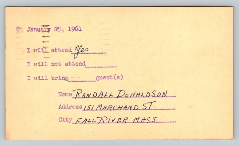 c1961 Fall River To Bridgewater MA Correctional Inst. Fire Chief Will Attend 4c - Image 2 of 2