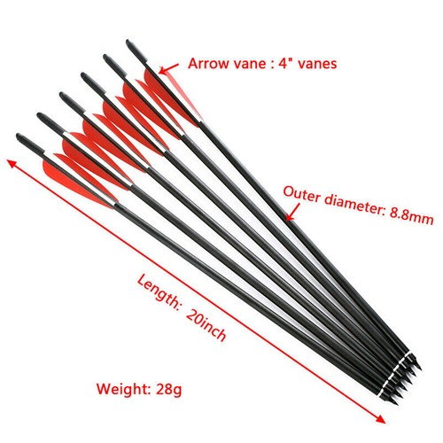 12Pcs 20-inch Carbon Crossbow Bolts with 12Pcs Arrowhead for Outdoor Hunting - Picture 3 of 16