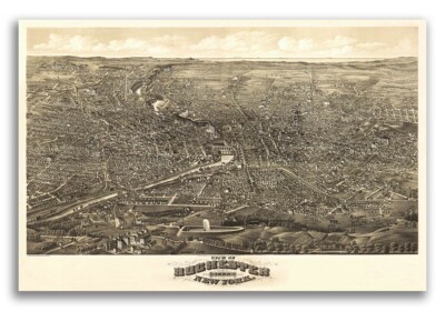 Rochester New York 1880 Historic Panoramic Town Map - 16x24
