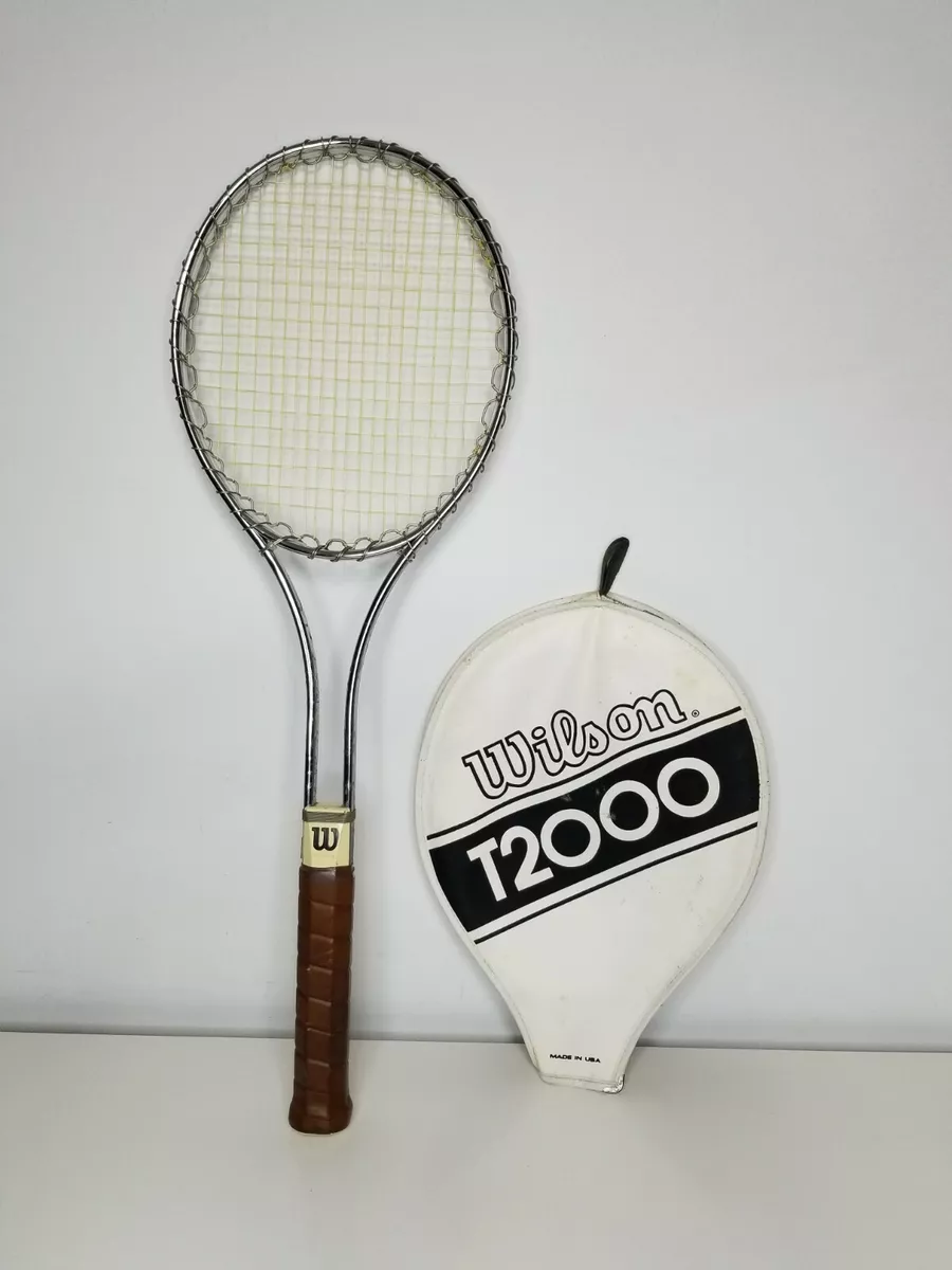 Wilson T2000 Tennis Racquet and Cover 4 5/8 Medium Vintage USA Metal Rare cover