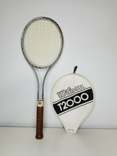 Wilson T2000 Tennis Racquet and Cover 4 5/8 Medium Vintage USA Metal Rare cover - Afbeelding 1 van 12