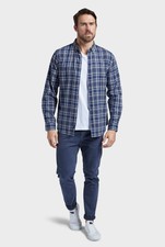 Academy Brand Mens Patterson Long Sleeve Check Shirt in Navy