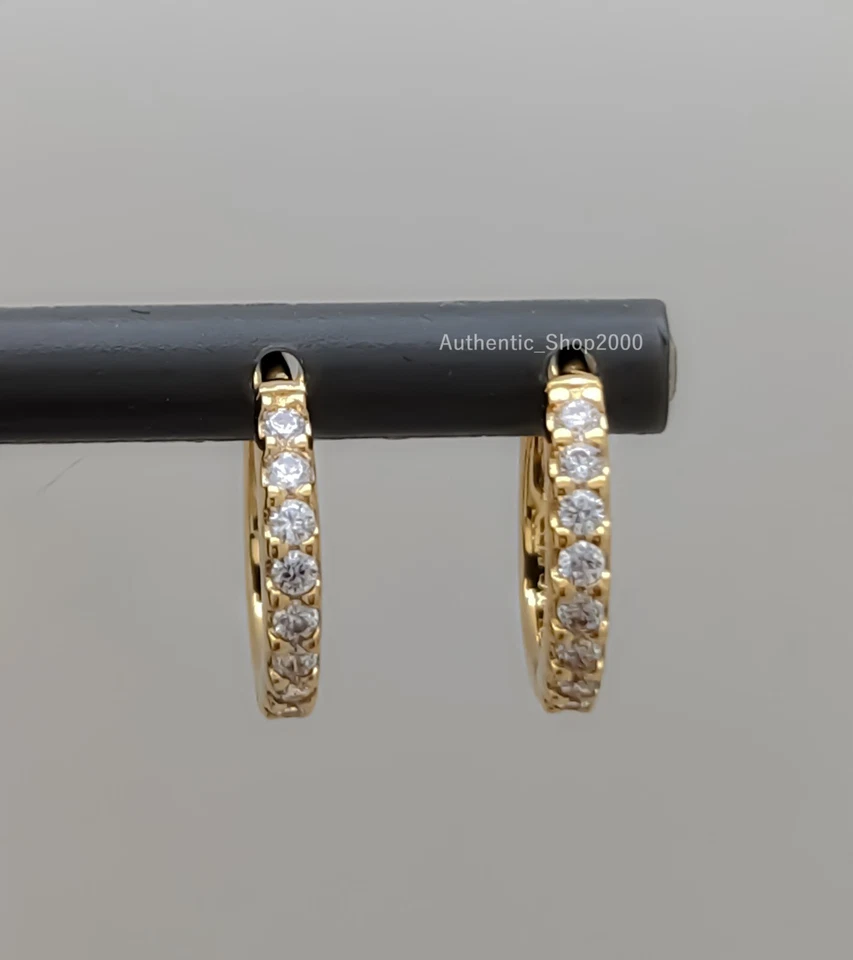 NUEVO 100% Auténtico PANDORA 14K Oro Pla Brillante Huggie Aro Pendientes 263015C01 Foto 2 de 4