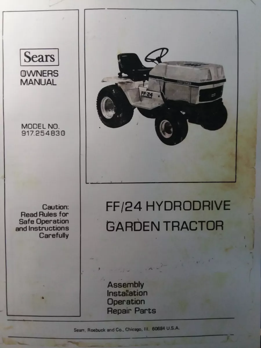 Sears Craftsman FF 24 Lawn Garden Tractor 917.254830 Owner Parts