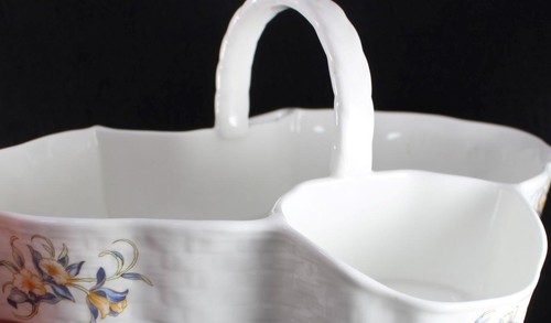 Aynsley Just Orchids Strawberry Basket with Open Sugar Bowl and Creamer - Picture 2 of 8