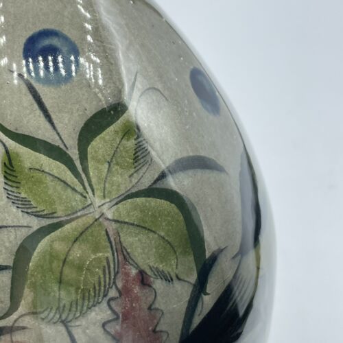 Vintage Tonala Mexico Egg Shape Floral Bird Handmade Pottery Mexican Folk Art - Picture 9 of 12