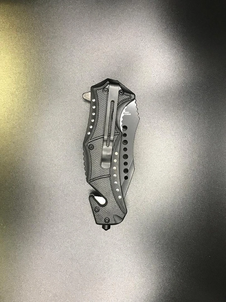 Navaja de Bolsillo 8.5" Táctica POLICÍA MILITAR Rescate Asistida por Resorte Supervivencia Abierta Foto 3 de 3