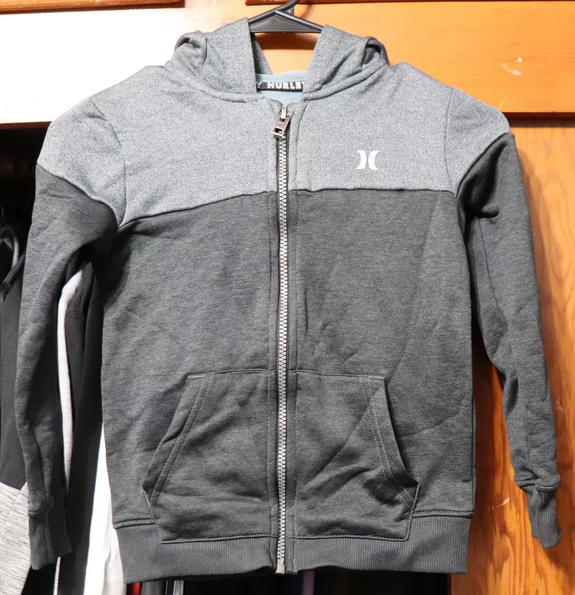 Hurley Nike Dri Fit Hoodie Solar Two Tone Gray Black Zip Boys Small Size 6