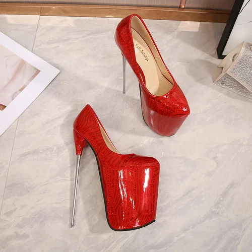 Women Super High Heels 19/22cm Pumps Metal Heel Platform Stilettos Party Shoes - Picture 5 of 36