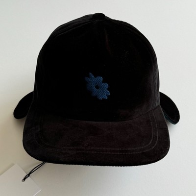 PAUL SMITH schwarze Samt Baseball Cap Mütze 'Big Flower' Multistripe