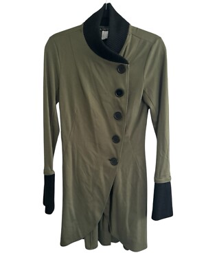 Venus Womens Olive Green Knit Sweater Cuffs Collar Button