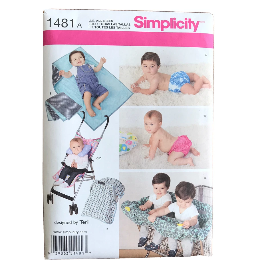 2 Simplicity McCalls Pattern Lot Baby Seat Cart Covers Travel Accessories Uncut - Image 2 of 4