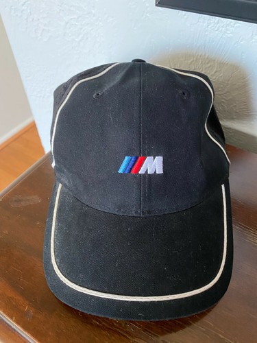 BMW M Series Cap Black with White Stripes Embroidered Logo M3 M5