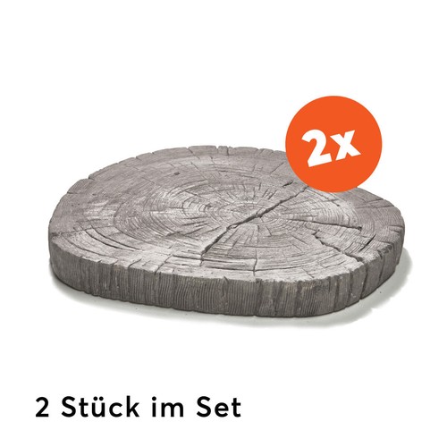 XXL Trittsteine Baumscheiben Holzoptik Garten 1 Paar Beton Tritt-Steine Ø 30 cm - Bild 7 von 7