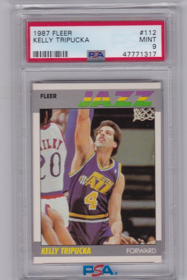 1987-88 FLEER BASKETBALL KELLY TRIPUCKA #112 JAZZ PSA 9 *411