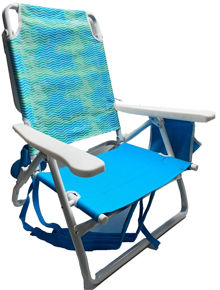 Nautica Foldable Bayside 5 Position Beach Chairs in Blue - Image 3 of 4