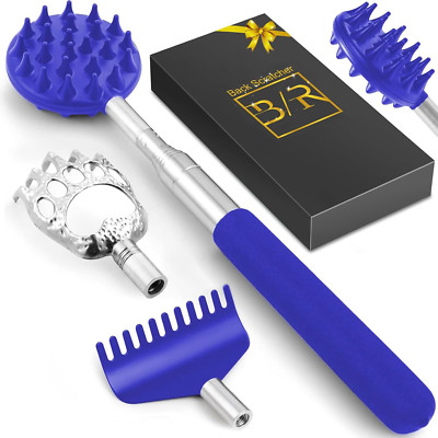 Telescoping Back Scratcher with 4Pcs Detachable Scratching Heads, Back Scratcher
