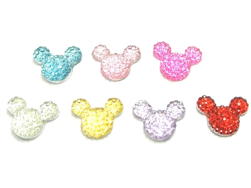 250 Flatback Resin Dotted Rhinestone Gems Mouse Head 14X12mm Craft Bow Center - Image 3 of 4
