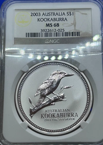 2003 P Australia 1 oz Silver Kookaburra NGC MS 68