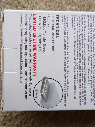 ZipKord Charge with Fast charging Cable For iPod/iPhone/iPad - White/Gray; a3 - Picture 6 of 7