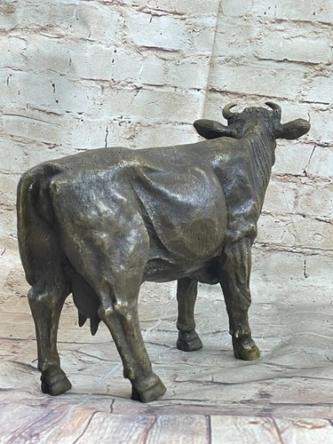 Dairy Cow Cattle Bull Hot Cast Bronze Metal Statue Sculpture Figurine Signed Art - Picture 5 of 10