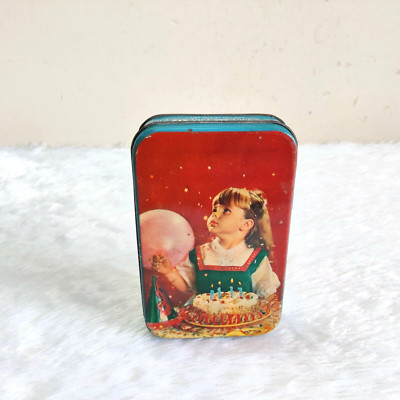 Vintage Mädchen Geburtstags-Feier Grafiken Nutrine Werbe Tin TN286