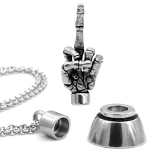 “Eff Off!” Skeleton Hand and Finger Necklace With Magnetic Ornament By Controse