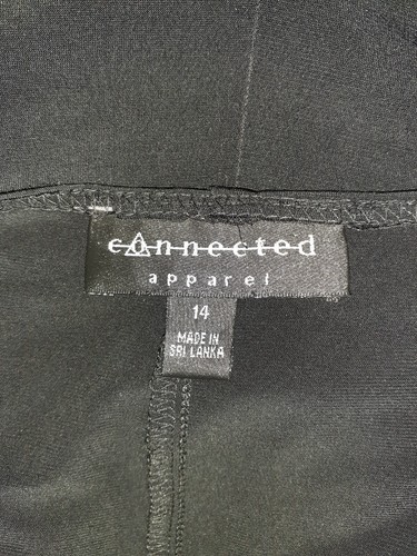CONNECTED Size 14 A-Line Dress Black 3/4 Sleeve Stretch Knit Knee Length - Picture 4 of 4