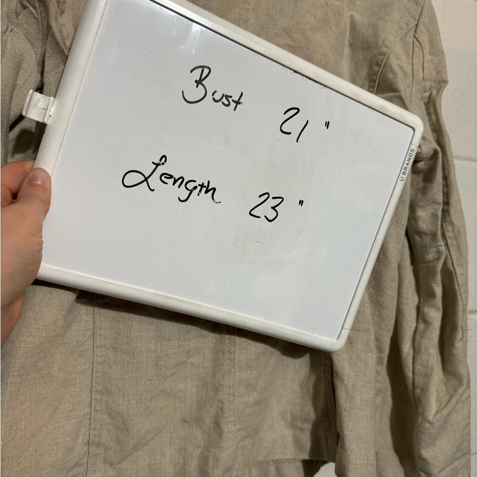 Blazer chaqueta Charter Club color crema tostado 100 % lino para mujer talla XL Foto 4 de 4