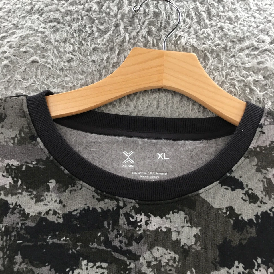 Xersion Cropped Camo Pullover Sweatshirt Womens XL Gray Cotton Blend Fleece NEW - Image 4 of 4