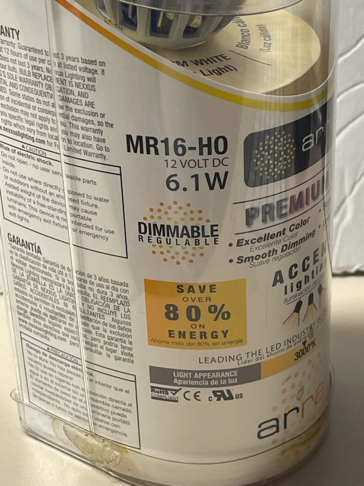 Array Premium LED MR16-HO 12 Volt 6.1W Dimmable Bulb 313 Lumens GU5.3 Base - Image 3 of 4