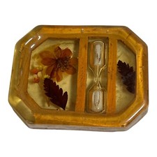 Vintage Resin Paperweight Soap Dish Bathroom  Timer Fall Foliage Leaves Flowers
