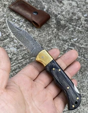 Custom Handmade Damascus Steel TACTICAL FOLDING POCKET Knife Grip Knife+Lockback