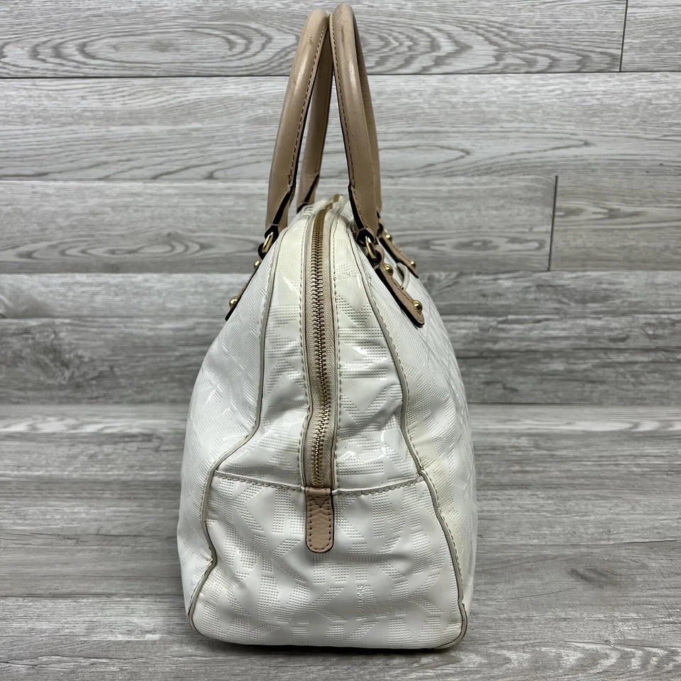 Bolsa satchel Michael Kors couro envernizado branco cúpula Cindy - Imagem 4 de 4