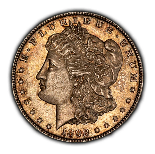 1898 $1 Morgan Dollar - Semi Proof-Like - Neon Rainbow Accent Toning - SKU-D5458