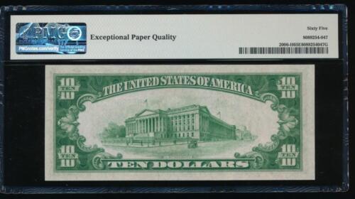 AC 1934A $10 Saint Louis FRN PMG 65 EPQ H-A block Fr 2006-H - Picture 2 of 2