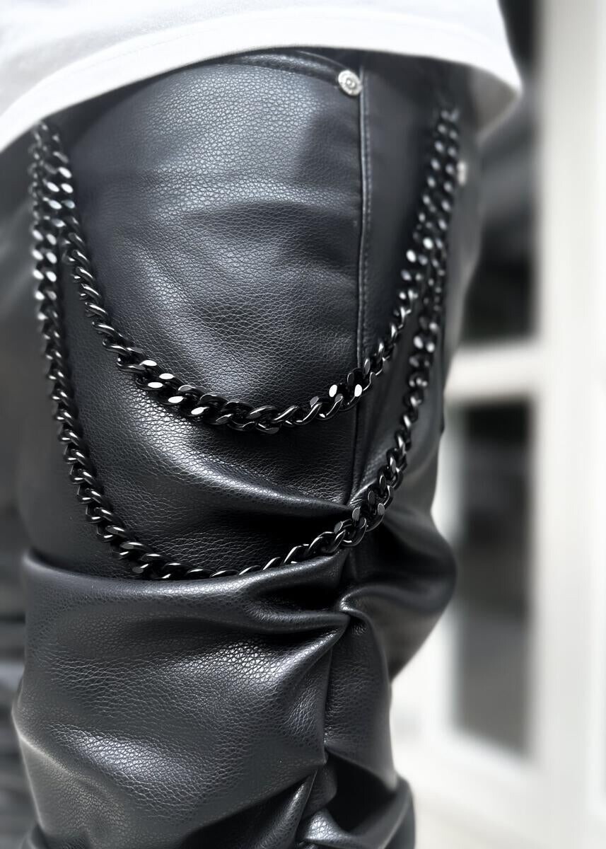 パンツ GUAPI ALL BLACK STACKED LEATHER PANT 30 All Black Super Stacked Leather Pant