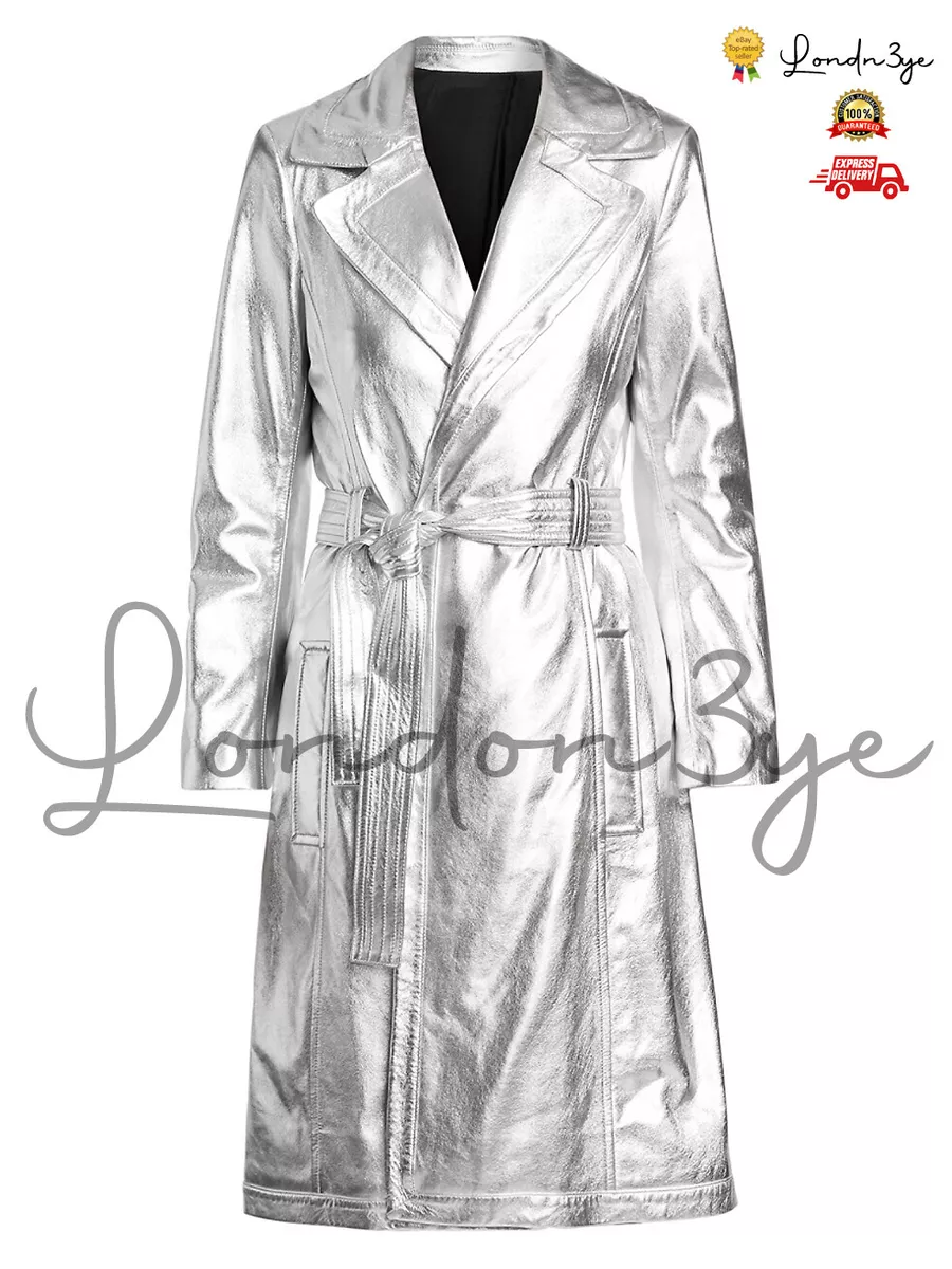 Metallic silver coat store