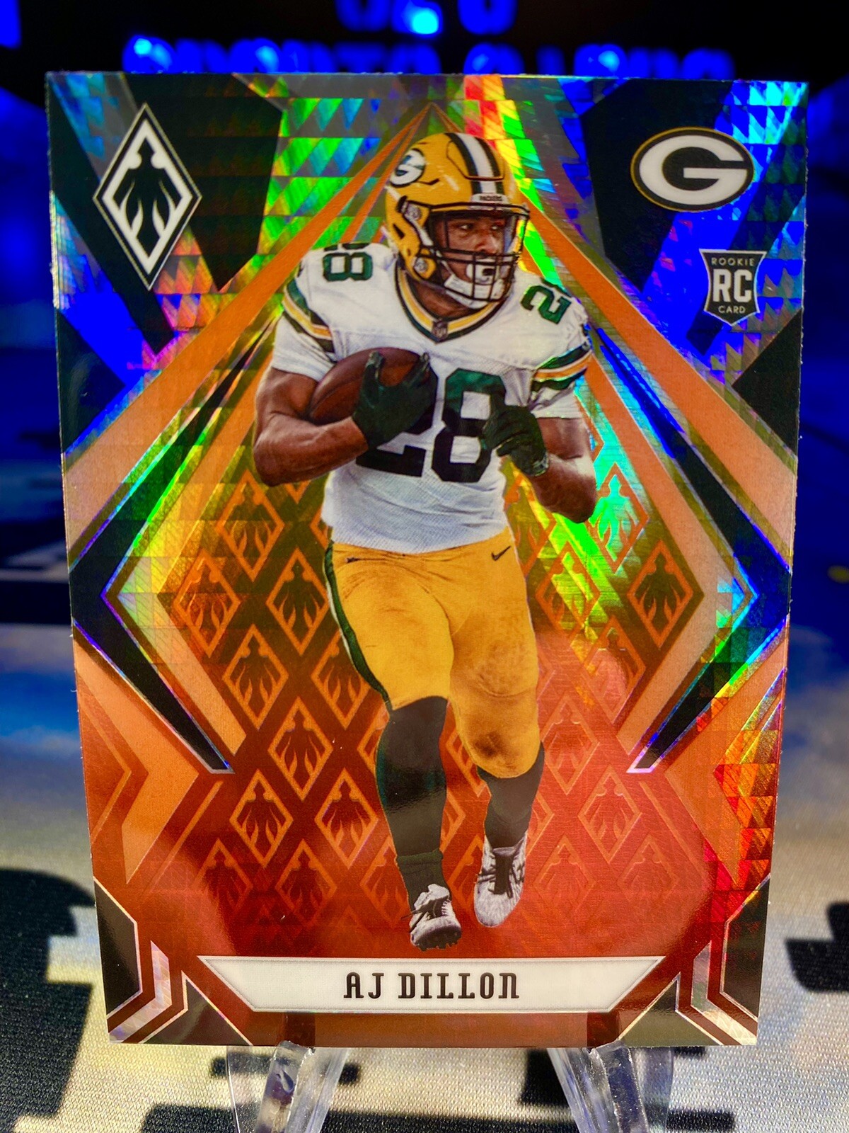 2020 AJ Dillon Panini Phoenix Fire Burst Prizm Rookie Card #125 Packers