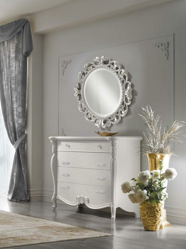 Klassische Schlafzimmer Kommoden 2tlg. Set Barock Rokoko Kommode + Spiegel Neu